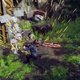 Protagonist Age clashes with a gigantic robot, his sword about to break in his hands.